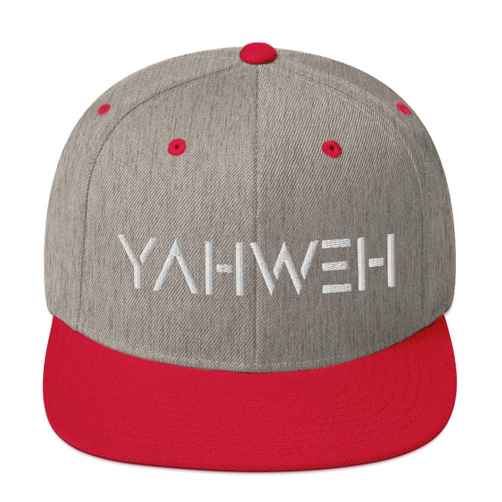 YAHWEH Snapback Hat Big Leap Ink 29.00 Big Leap Ink HeatherGreyRed