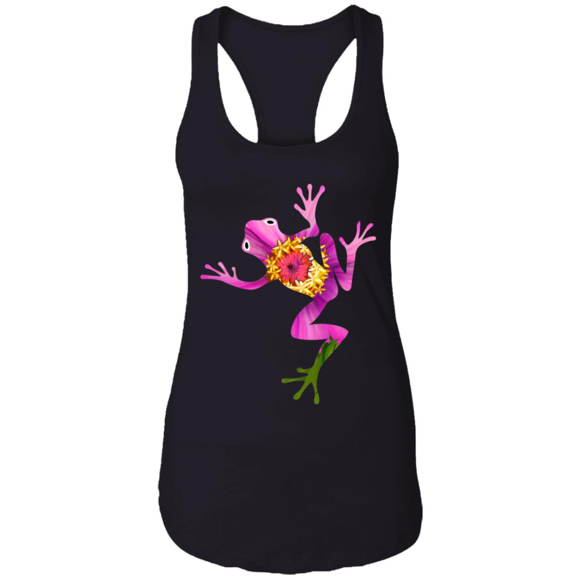 Big Leap Frog Flower Ladies Ideal Racerback Tank CustomCat T-Shirts 24.37 Big Leap Ink Black2XL
