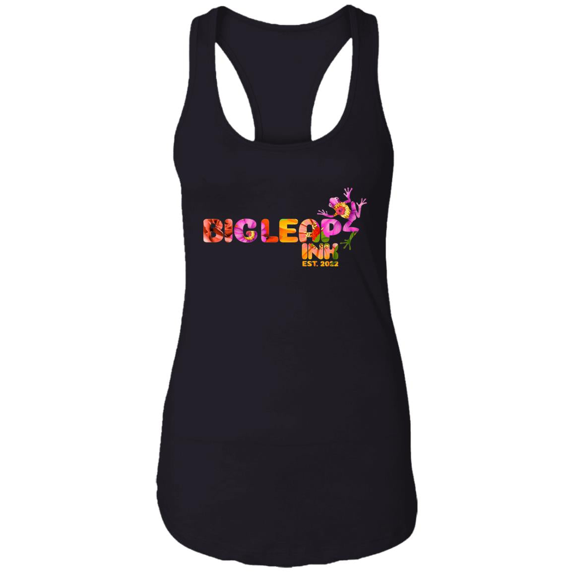 Big Leap Ink Flower Design Ladies Ideal Racerback Tank CustomCat T-Shirts 24.37 Big Leap Ink Black2XL