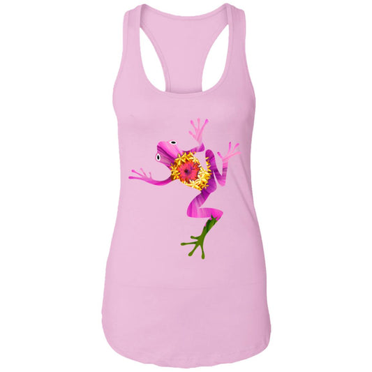Big Leap Frog Flower Ladies Ideal Racerback Tank CustomCat T-Shirts 24.37 Big Leap Ink Lilac2XL