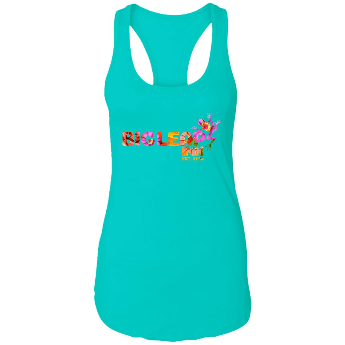 Big Leap Ink Flower Design Ladies Ideal Racerback Tank CustomCat T-Shirts 24.37 Big Leap Ink TahitiBlue2XL