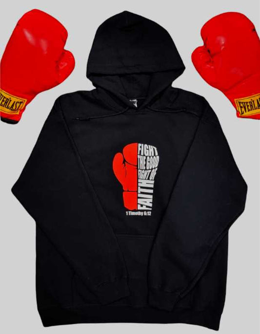 Fight the Good Fight 1 Timothy 6:12 Unisex Hoodie Big Leap Ink Shirts & Tops 43.99 Big Leap Ink 3XLBlack