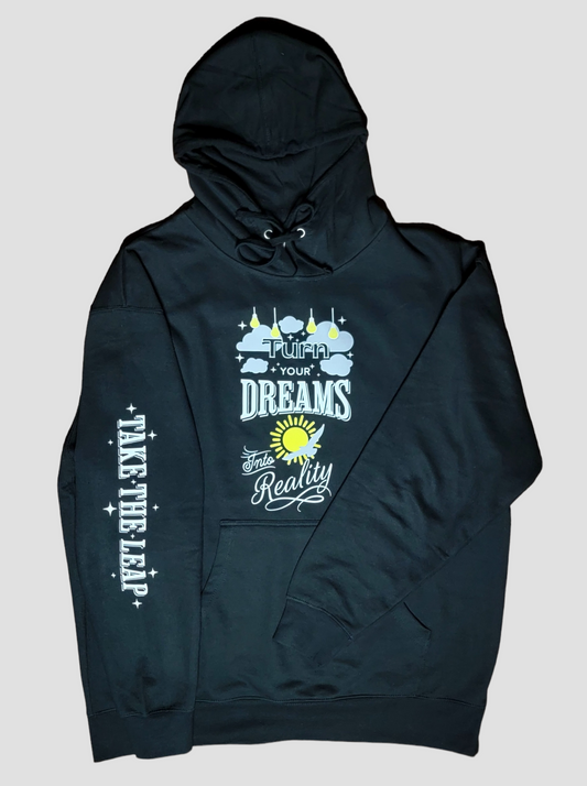 Turn Your Dreams into Reality Stylish Unisex Hoodie Big Leap Ink Shirts & Tops 46.99 Big Leap Ink 3XLBlack