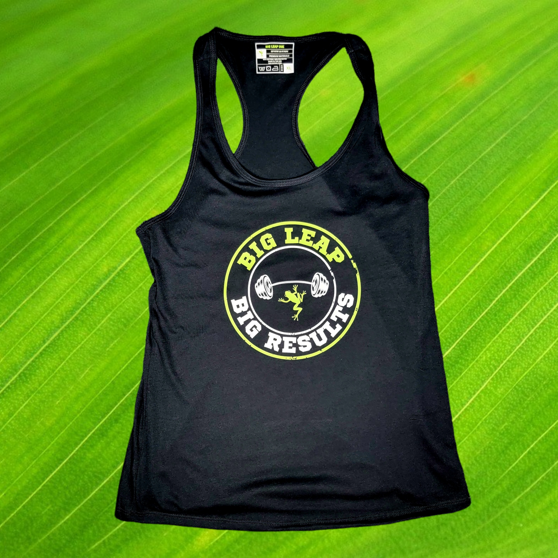 Big Leap Big Results - Women's Ideal Racerback Tank Big Leap Ink Shirts & Tops 26.51 Big Leap Ink XXLBlack